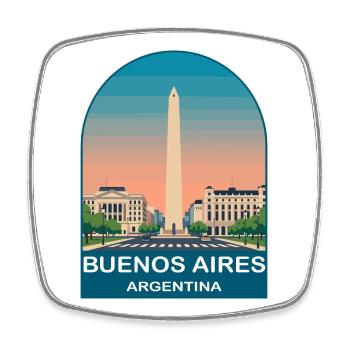 Buenos Aires Argentina Vintage Travel Poster - Square fridge magnet - white - Front