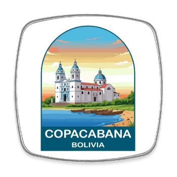 Copacabana Bolivia Lake Titicaca Travel Poster - Square fridge magnet - white - Front