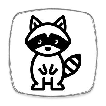 raccoon - Square fridge magnet - white - Front