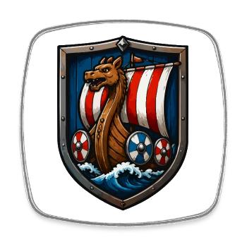 Viking Dragon Boat Shield - Square fridge magnet - white - Front