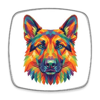 Bunte geometrische Deutscher Schäferhunde-Pop-Art - Viereckiger Kühlschrankmagnet - Weiß - Vorne