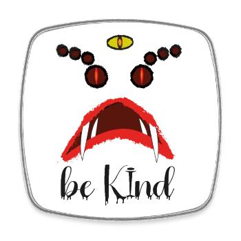 Be Kind – Creepy Red Eyes Horror Design - Magnet carré - blanc - Devant