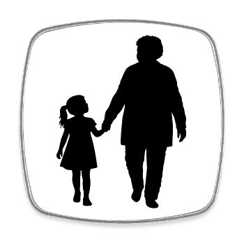 Großeltern Enkelkind Silhouette Spazieren Familie - Viereckiger Kühlschrankmagnet - Weiß - Vorne