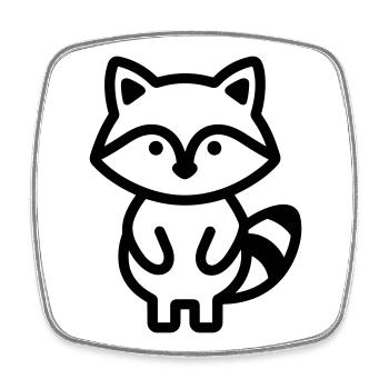 raccoon - Square fridge magnet - white - Front