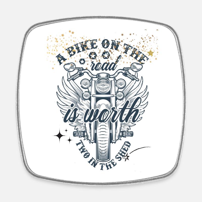Winged motorcycle on the open road - Square fridge magnet - white