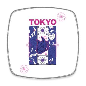 Tokyo Neon Kitsune-Design - Viereckiger Kühlschrankmagnet - Weiß - Vorne