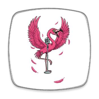 Pink Flamingo Stage Performance - Square fridge magnet - white - Front