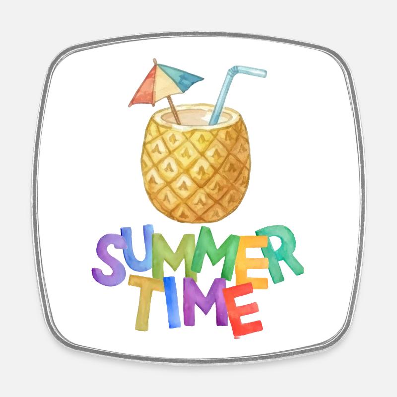Summertime Pineapple Drink - Square fridge magnet - white