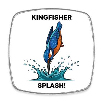 Kingfisher Splash Kingfisher River - Viereckiger Kühlschrankmagnet - Weiß - Vorne