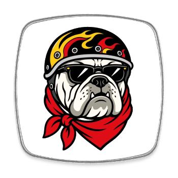 Bulldog biker motorcycle helmet rebel style - Square fridge magnet - white - Front