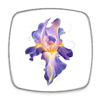 Glowing Iris Blossom Abstract Floral Motif - Square fridge magnet - white - Front
