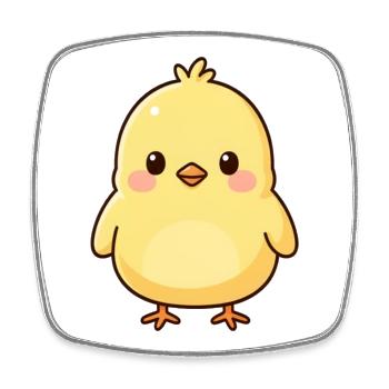 Niedliche Kawaii Küken Geschenk - Viereckiger Kühlschrankmagnet - Weiß - Vorne