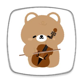 Bear Cello Charm - Square fridge magnet - white - Front