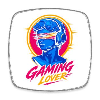 Gaming Lover Neon Headset - Viereckiger Kühlschrankmagnet - Weiß - Vorne