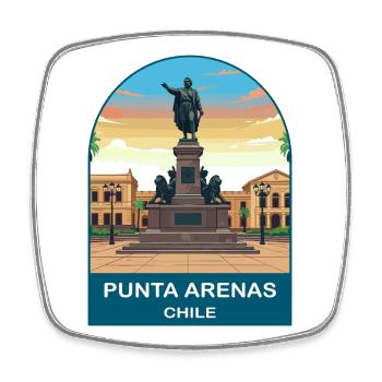 Punta Arenas Chile Magellan Monument Travel Art - Square fridge magnet - white - Front