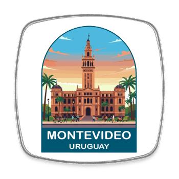Affiche de voyage du Palacio Salvo Montevideo Uruguay - Magnet carré - blanc - Devant