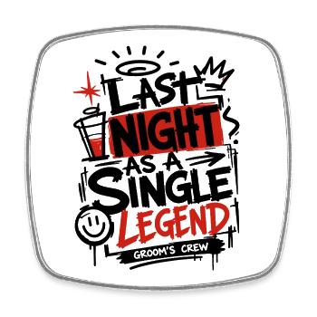 Night Legend Bachelor Party - Square fridge magnet - white - Front