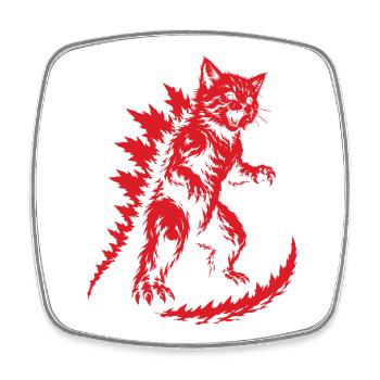 Rugissement de Kaiju Chaton, Catzilla - Magnet carré - blanc - Devant