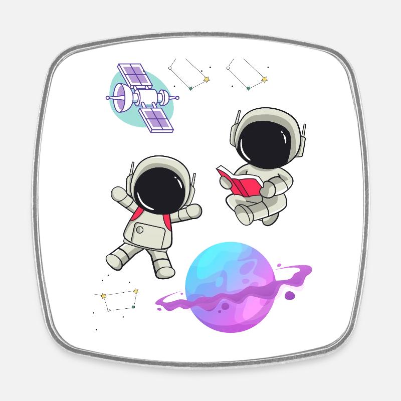 Astronautes colorés en orbite - Magnet carré - blanc