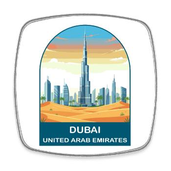 Dubai VAE Burj Khalifa Vintage-Reiseposter - Viereckiger Kühlschrankmagnet - Weiß - Vorne