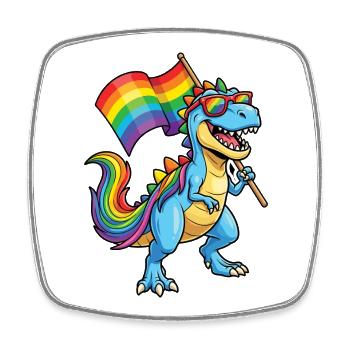 Pride Month LGBT - Proud Dinosaur - Square fridge magnet - white - Front