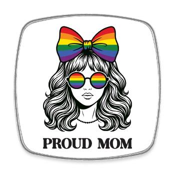 Mois de la Fierté LGBTQ - Maman Fière - Magnet carré - blanc - Devant