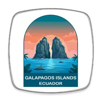Galapagos-Inseln Ecuador Vintage-Reiseplakat - Viereckiger Kühlschrankmagnet - Weiß - Vorne
