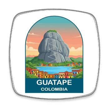 Guatapé Colombia El Peñol Vintage Travel Art - Square fridge magnet - white - Front