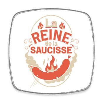 Reine de la Saucisse - Magnet carré - blanc - Devant