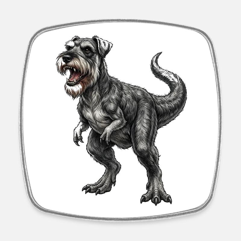 Schnauzer T - REX  - Viereckiger Kühlschrankmagnet - Weiß