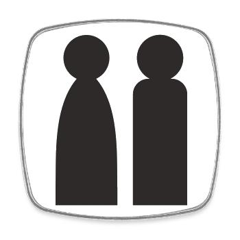 Minimalistisches Paar | Mann & Frau Silhouette  - Viereckiger Kühlschrankmagnet - Weiß - Vorne