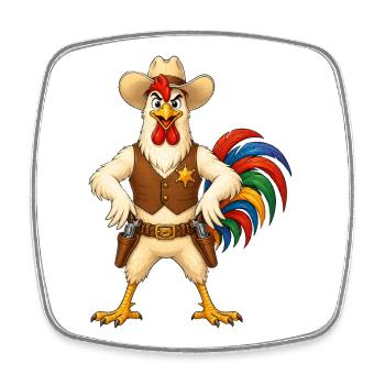 Hahn as Sheriff - Square fridge magnet - white - Front