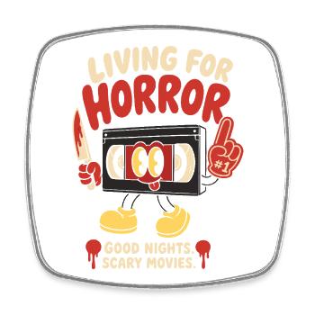Living For Horror Movies - Viereckiger Kühlschrankmagnet - Weiß - Vorne