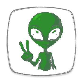 Pixel grünes Alien-Friedenszeichen - Viereckiger Kühlschrankmagnet - Weiß - Vorne