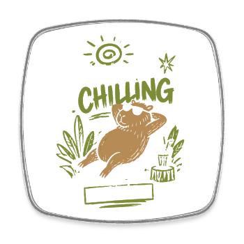 Capybara Chilling Take It Easy - Viereckiger Kühlschrankmagnet - Weiß - Vorne