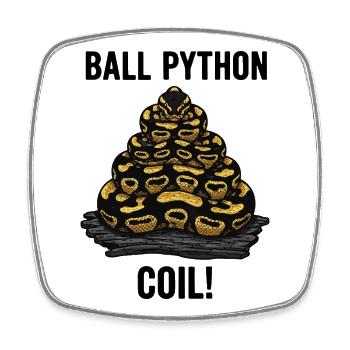 Royal Python Ball Python Coil Reptile Pyramid - Square fridge magnet - white - Front