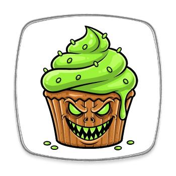 Grusel Cupcake Grün - Viereckiger Kühlschrankmagnet - Weiß - Vorne