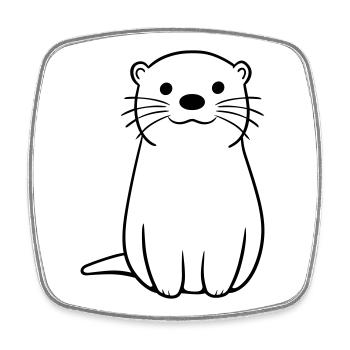 loutre - Magnet carré - blanc - Devant