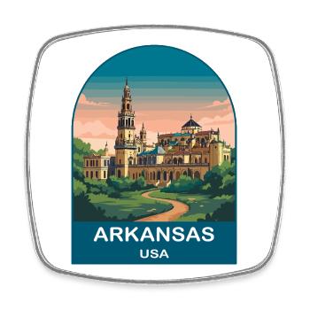 Arkansas USA Vintage Travel Poster Art - Square fridge magnet - white - Front