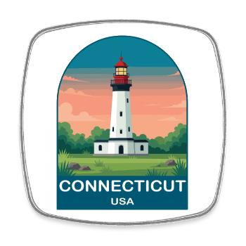 Connecticut USA Vintage Travel Poster Art - Square fridge magnet - white - Front