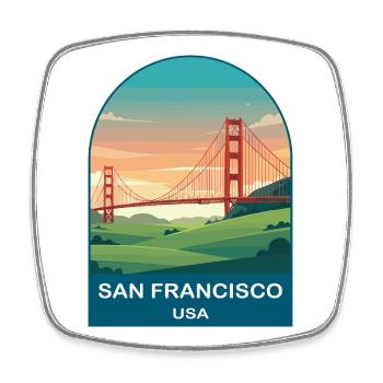 Affiche de voyage vintage San Francisco USA - Magnet carré - blanc - Devant