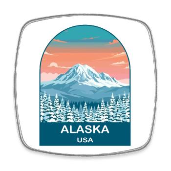 Alaska USA Vintage Travel Poster Art - Square fridge magnet - white - Front