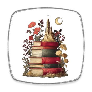 Books Stacks of books - Square fridge magnet - white - Front