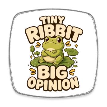 Tiny Ribbit Big Opinion Frosch - Viereckiger Kühlschrankmagnet - Weiß - Vorne