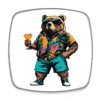 Bear Comic Summer - Square fridge magnet - white - Front
