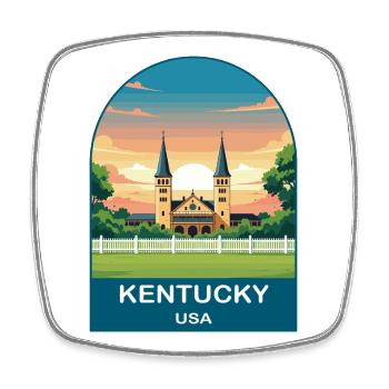 Kentucky USA Vintage-Reiseplakat-Kunst - Viereckiger Kühlschrankmagnet - Weiß - Vorne