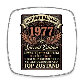 Oldtimer Baujahr 1977 Geburtstag Retro - Viereckiger Kühlschrankmagnet - Weiß - Vorne