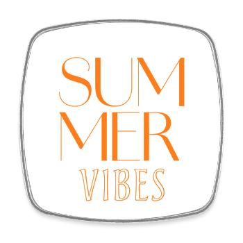 Summer Vibes : Typographie Design - Magnet carré - blanc - Devant