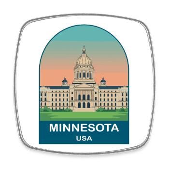 Minnesota USA Vintage-Reiseplakat-Kunst - Viereckiger Kühlschrankmagnet - Weiß - Vorne