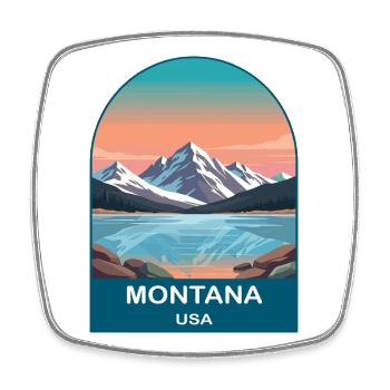 Art d’affiches de voyage vintage Montana USA - Magnet carré - blanc - Devant